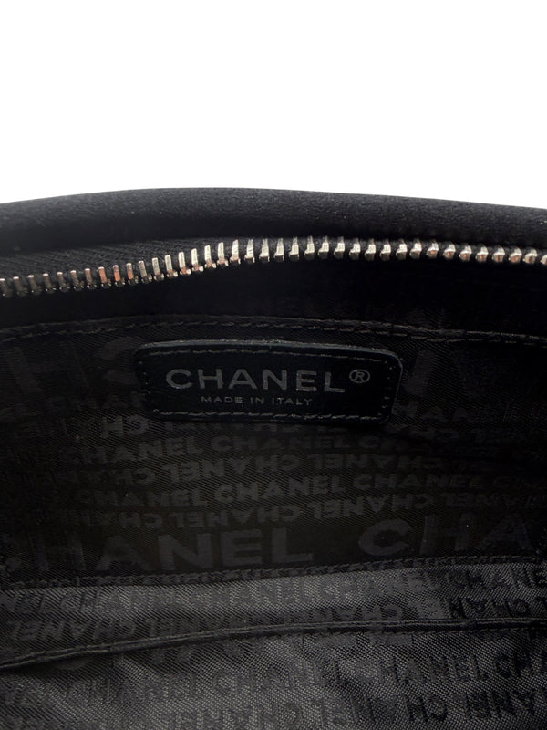 Chanel Black Satin Baguette Pochette Beaded Shoulder Bag