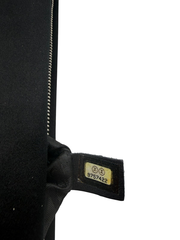 Chanel Black Satin Baguette Pochette Beaded Shoulder Bag