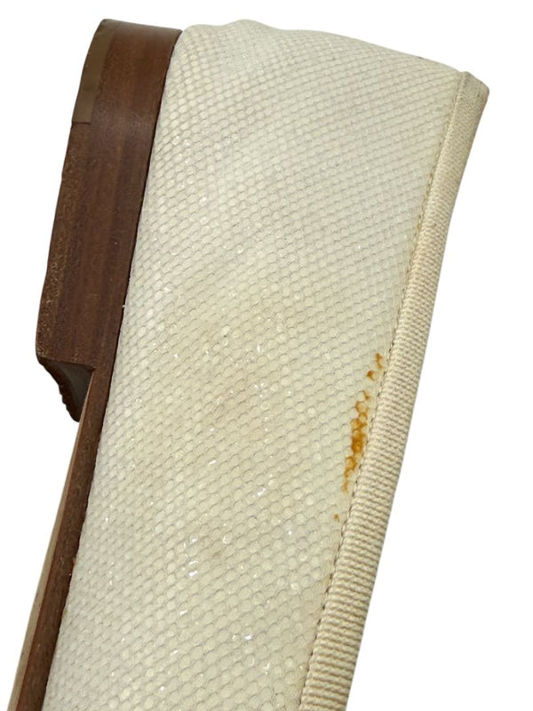 Chanel Ivory Canvas Ballet Flats with Black Cap Toe – Size 39