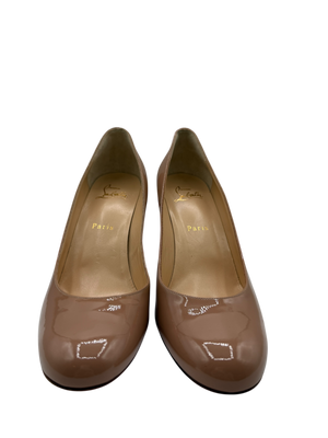 Christian Louboutin Patent Gena 85 Pumps Nude 39.5