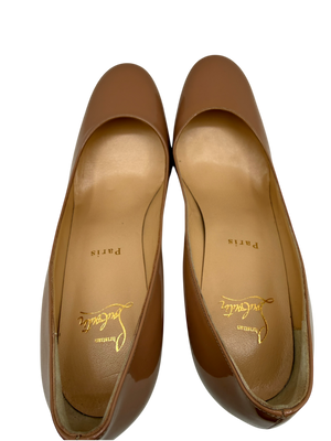 Christian Louboutin Patent Gena 85 Pumps Nude 39.5