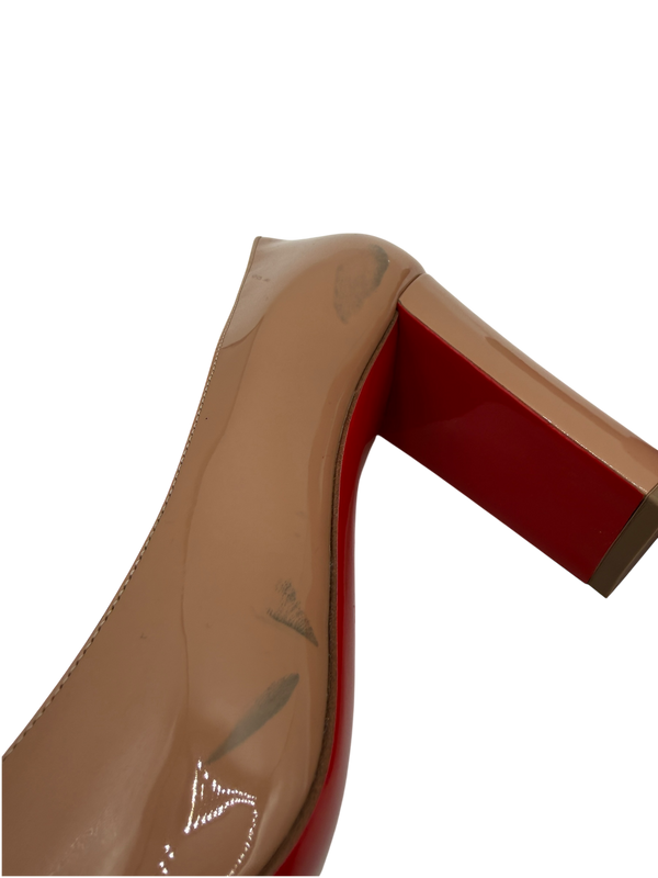 Christian Louboutin Patent Gena 85 Pumps Nude 39.5