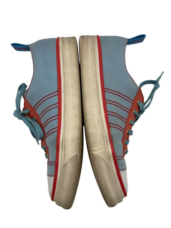 Chanel Blue & Coral Canvas Lace-Up Sneakers – Size 40