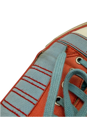 Chanel Blue & Coral Canvas Lace-Up Sneakers – Size 40