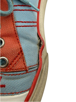 Chanel Blue & Coral Canvas Lace-Up Sneakers – Size 40