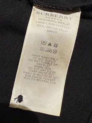 Burberry London Black Wool Short-Sleeve Pleated Funnel-Neck Top – Size L