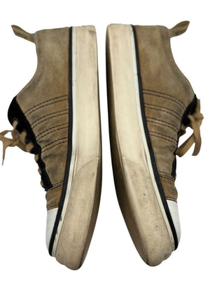 Chanel Tan & Black Suede Logo Lace-Up Sneakers – Size 40