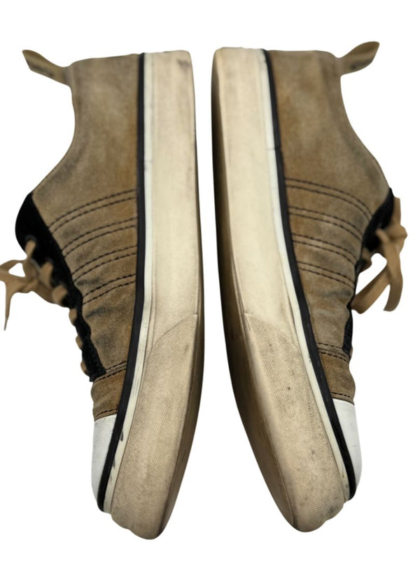 Chanel Tan & Black Suede Logo Lace-Up Sneakers – Size 40