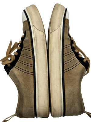 Chanel Tan & Black Suede Logo Lace-Up Sneakers – Size 40