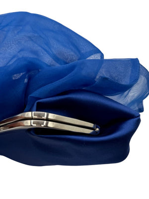 Christian Louboutin Blue Satin Crystal Bow Evening Clutch