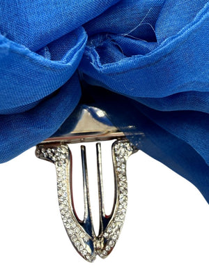 Christian Louboutin Blue Satin Crystal Bow Evening Clutch