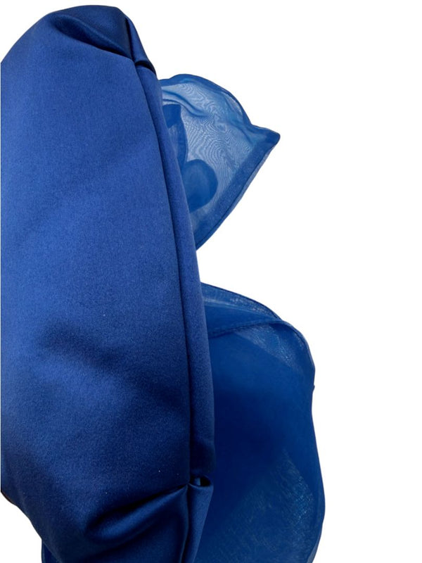 Christian Louboutin Blue Satin Crystal Bow Evening Clutch