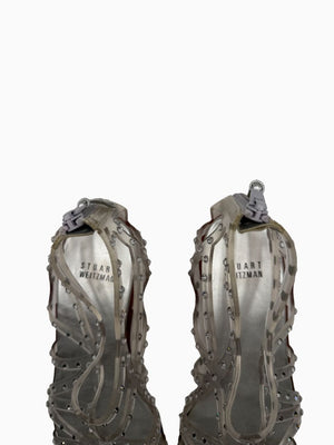 Stuart Weitzman Crystal Jelly Gladiator Sandals Clear Silver Rhinestone Women's 9M