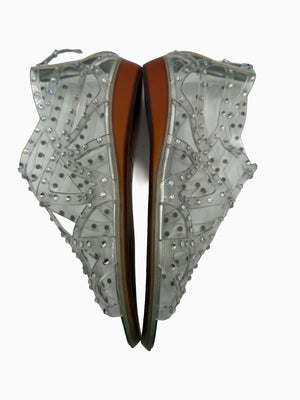 Stuart Weitzman Crystal Jelly Gladiator Sandals Clear Silver Rhinestone Women's 9M
