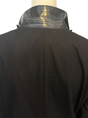 Akris Punto Black Wool-Blend Tailored Blazer with Glossy Trim – Size 14
