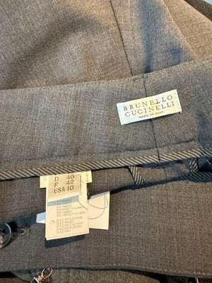 Brunello Cucinelli Women's Charcoal Gray Cropped Tailored Pants – Size 40 IT / US 10