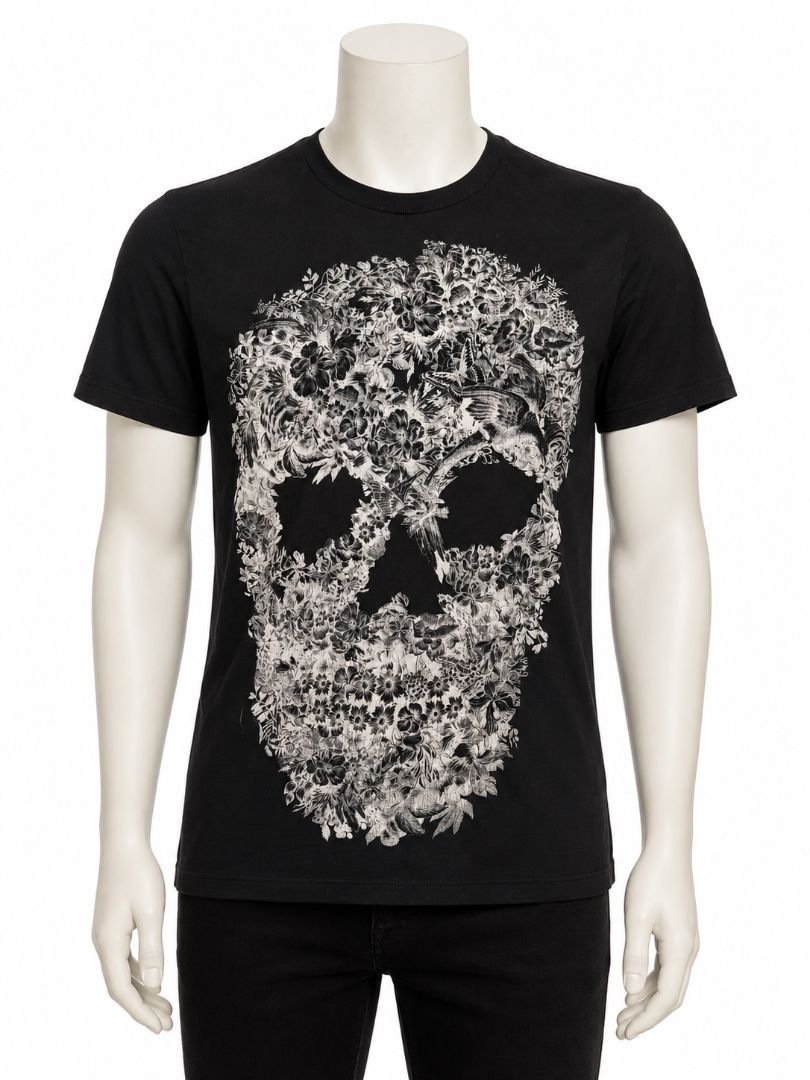 Alexander McQueen 2007 Skull Graphic T-Shirt Black Mens Small Cotton Italy