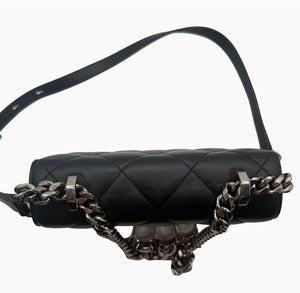Alexander McQueen Jewelled Satchel Crossbody Bag Black Leather Skull Quilt Box