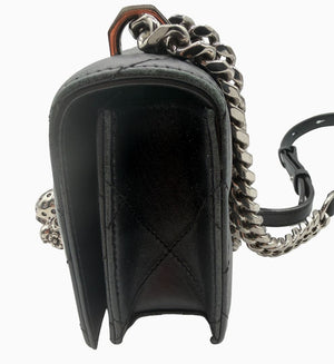 Alexander McQueen Jewelled Satchel Crossbody Bag Black Leather Skull Quilt Box