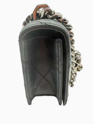 Alexander McQueen Jewelled Satchel Crossbody Bag Black Leather Skull Quilt Box