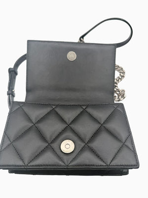 Alexander McQueen Jewelled Satchel Crossbody Bag Black Leather Skull Quilt Box