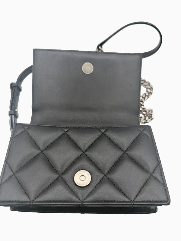 Alexander McQueen Jewelled Satchel Crossbody Bag Black Leather Skull Quilt Box