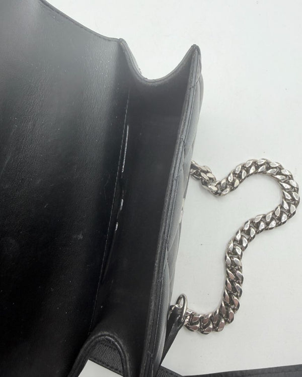Alexander McQueen Jewelled Satchel Crossbody Bag Black Leather Skull Quilt Box