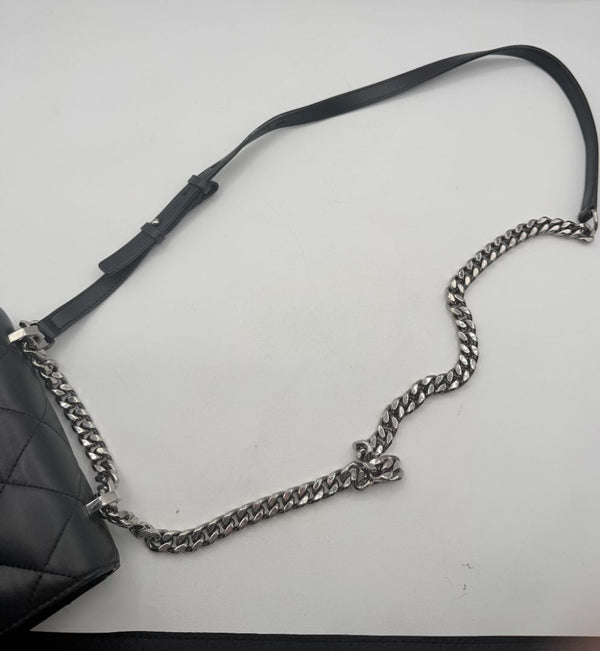 Alexander McQueen Jewelled Satchel Crossbody Bag Black Leather Skull Quilt Box