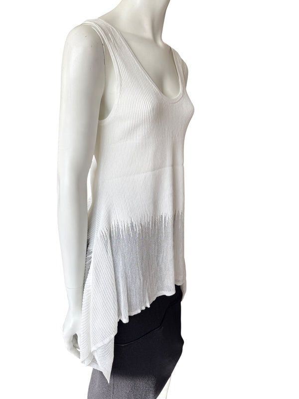 Prabal Gurung Sheer & Opaque Ribbed Peplum Shell Tank – Size M
