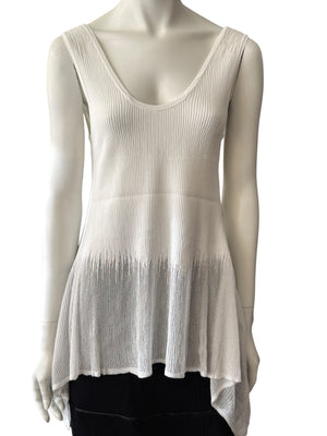 Prabal Gurung Sheer & Opaque Ribbed Peplum Shell Tank – Size M
