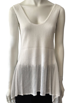 Prabal Gurung Sheer & Opaque Ribbed Peplum Shell Tank – Size M