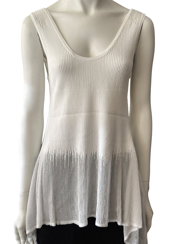 Prabal Gurung Sheer & Opaque Ribbed Peplum Shell Tank – Size M