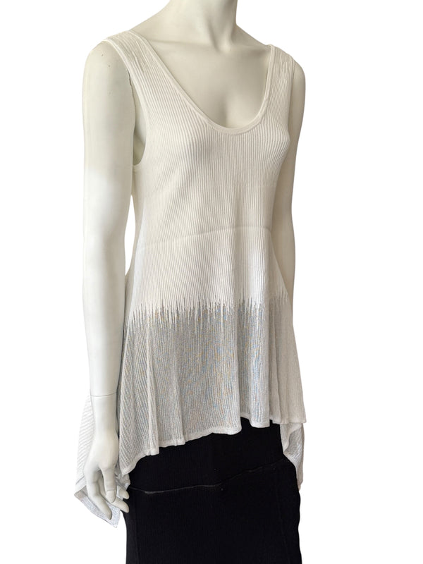 Prabal Gurung Sheer & Opaque Ribbed Peplum Shell Tank – Size M