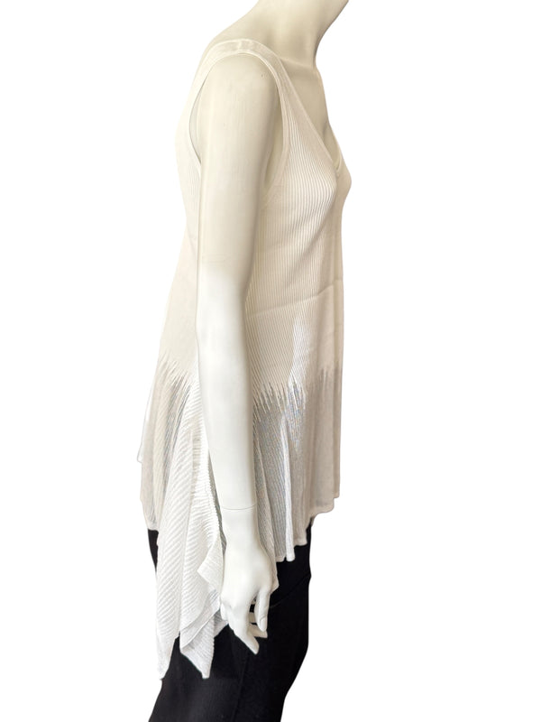 Prabal Gurung Sheer & Opaque Ribbed Peplum Shell Tank – Size M