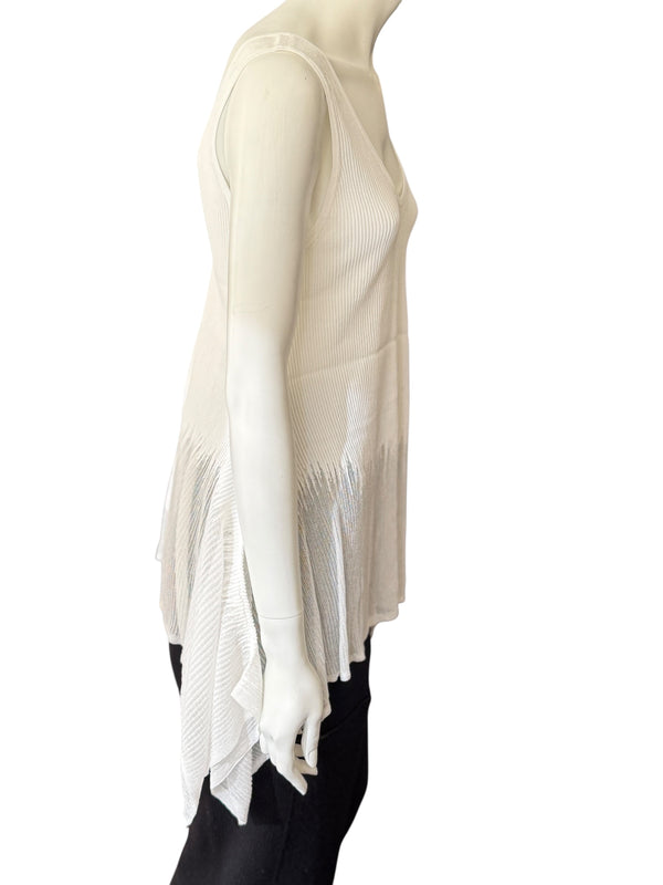 Prabal Gurung Sheer & Opaque Ribbed Peplum Shell Tank – Size M