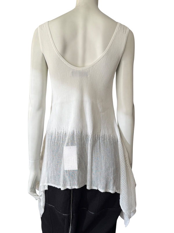 Prabal Gurung Sheer & Opaque Ribbed Peplum Shell Tank – Size M