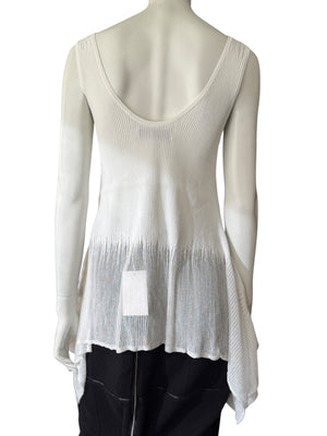 Prabal Gurung Sheer & Opaque Ribbed Peplum Shell Tank – Size M