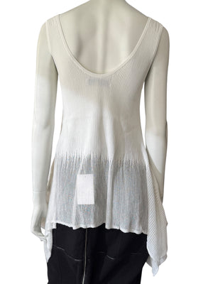 Prabal Gurung Sheer & Opaque Ribbed Peplum Shell Tank – Size M