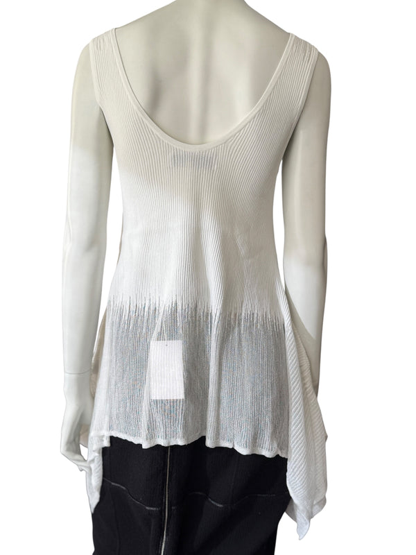 Prabal Gurung Sheer & Opaque Ribbed Peplum Shell Tank – Size M