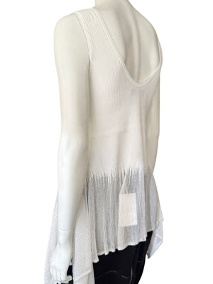 Prabal Gurung Sheer & Opaque Ribbed Peplum Shell Tank – Size M