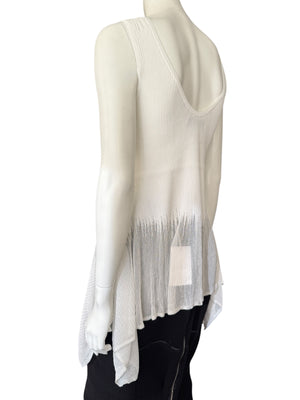 Prabal Gurung Sheer & Opaque Ribbed Peplum Shell Tank – Size M