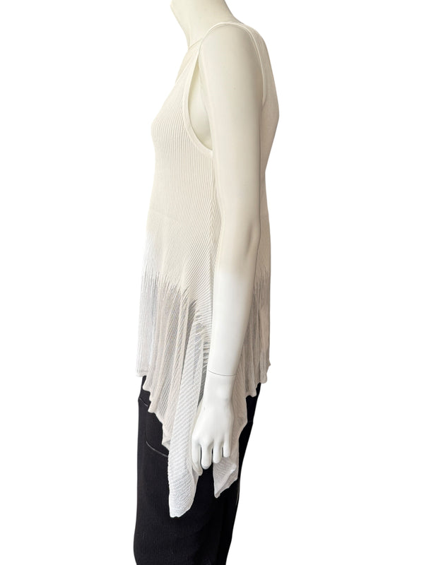 Prabal Gurung Sheer & Opaque Ribbed Peplum Shell Tank – Size M