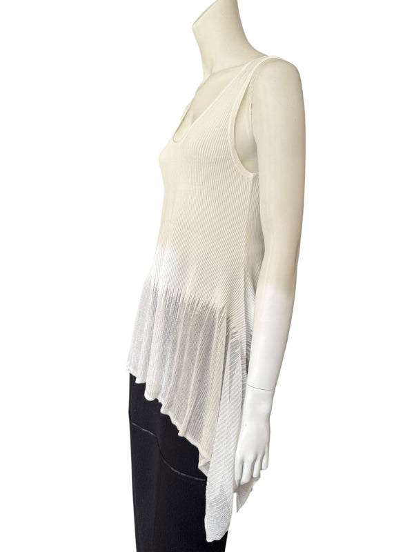 Prabal Gurung Sheer & Opaque Ribbed Peplum Shell Tank – Size M