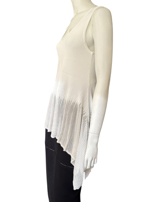Prabal Gurung Sheer & Opaque Ribbed Peplum Shell Tank – Size M