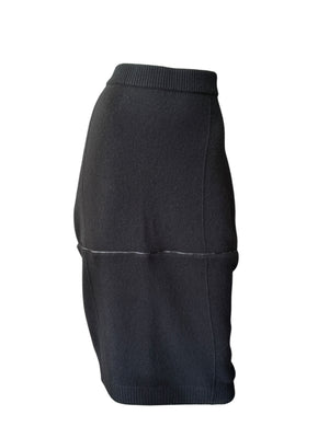 Helmut Lang Black Body Mapping Wool Pencil Skirt – Size L – NWT