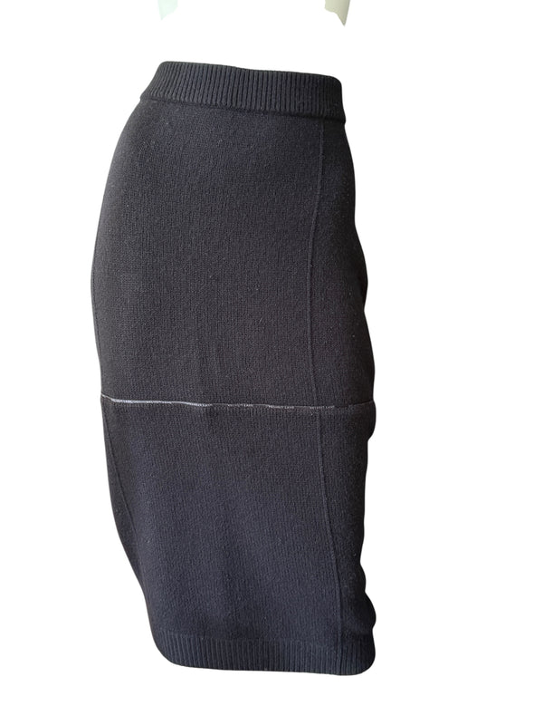 Helmut Lang Black Body Mapping Wool Pencil Skirt – Size L – NWT