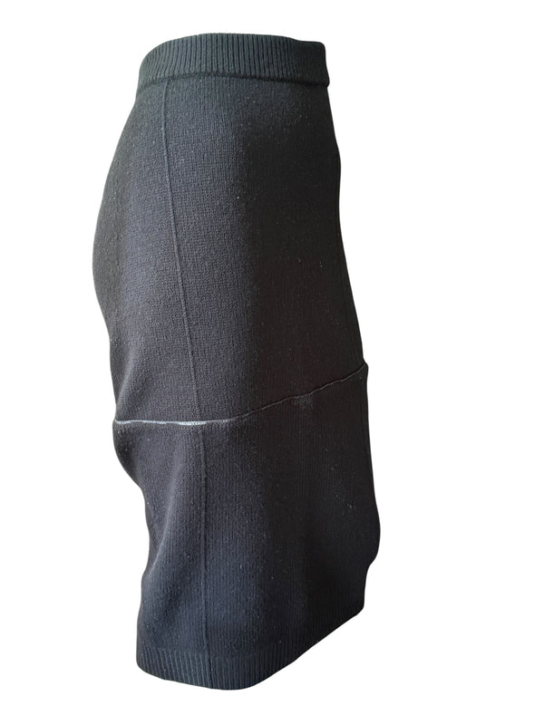 Helmut Lang Black Body Mapping Wool Pencil Skirt – Size L – NWT