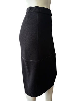 Helmut Lang Black Body Mapping Wool Pencil Skirt – Size L – NWT