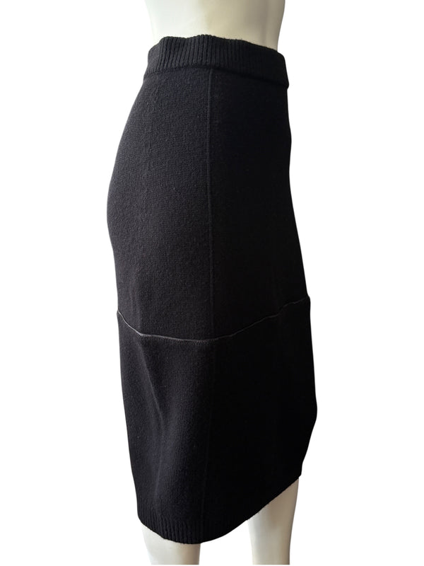 Helmut Lang Black Body Mapping Wool Pencil Skirt – Size L – NWT