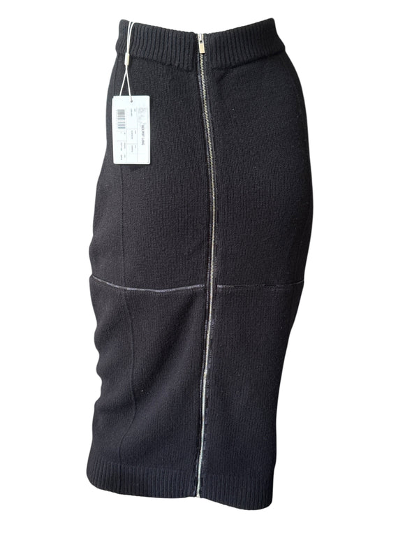 Helmut Lang Black Body Mapping Wool Pencil Skirt – Size L – NWT